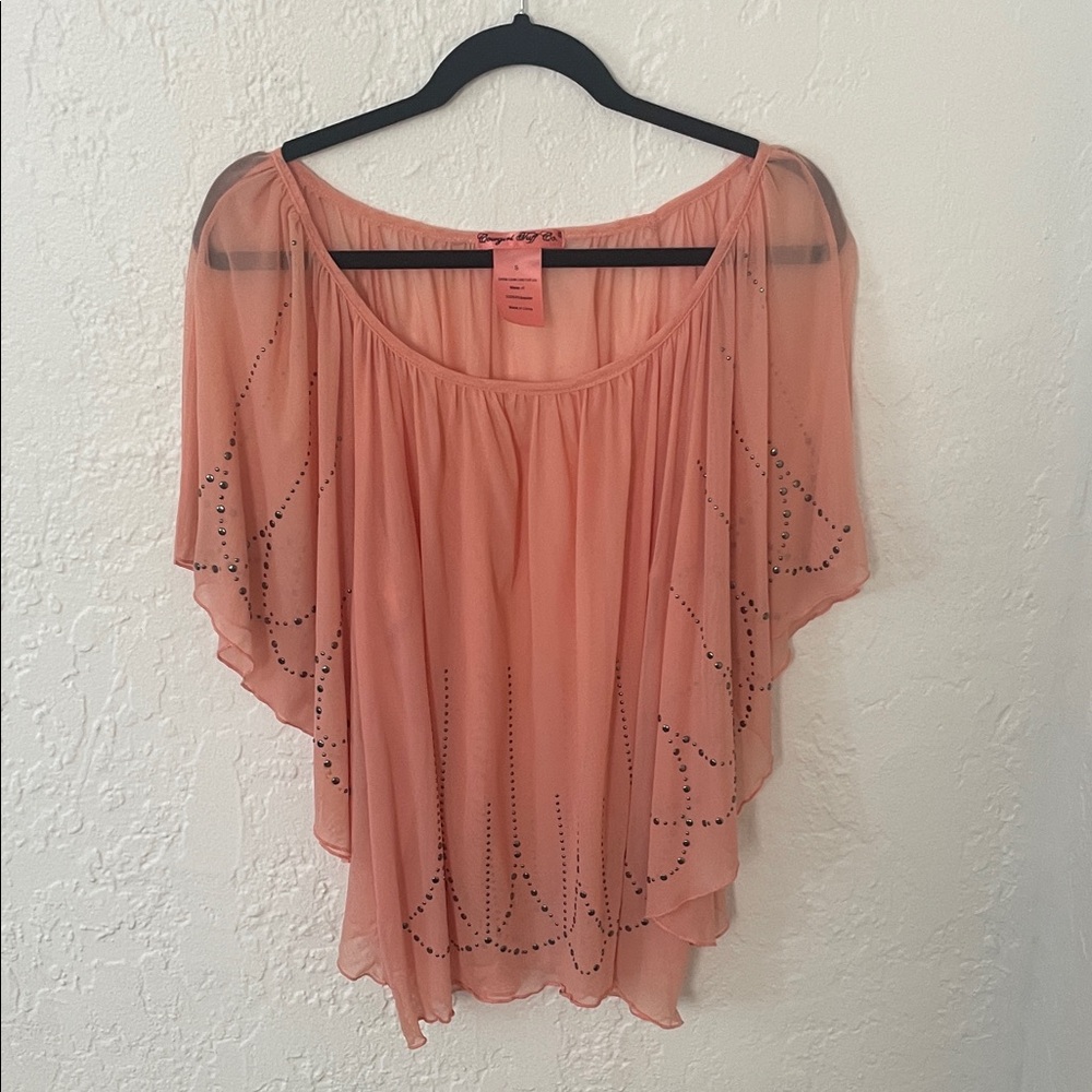 Cowgirl Tuff Peach Blouse with Embellishments
